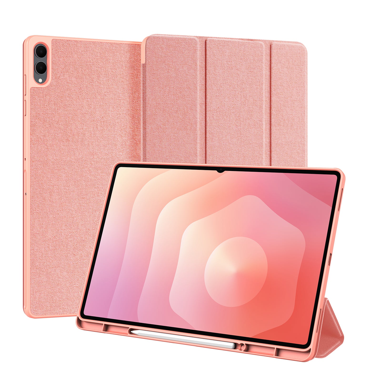 For-Samsung-Galaxy-Tab-S11-Ultra-Case-DUX-DUCIS-Domo-Series-Tri-fold-Stand-PU-Leather-Tablet-Cover-Pink