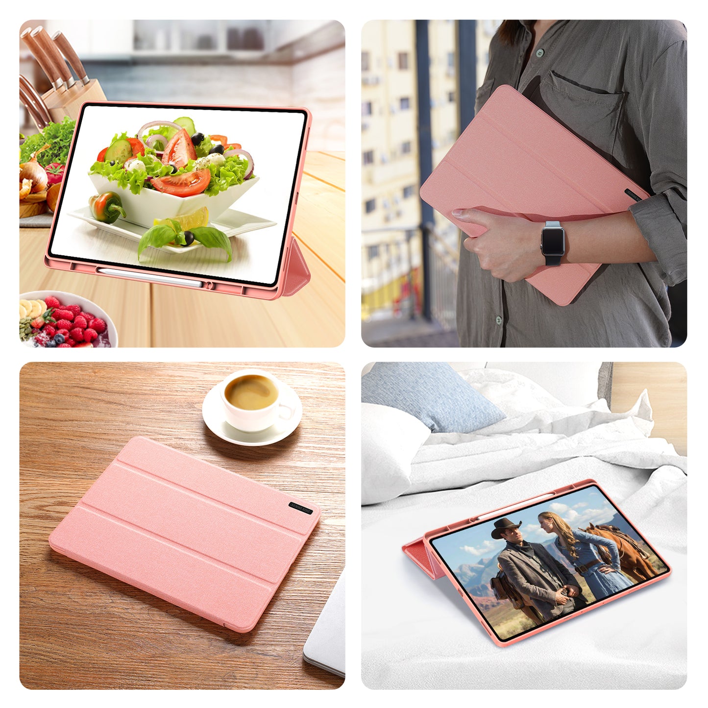 For-Samsung-Galaxy-Tab-S11-Ultra-Case-DUX-DUCIS-Domo-Series-Tri-fold-Stand-PU-Leather-Tablet-Cover-Pink