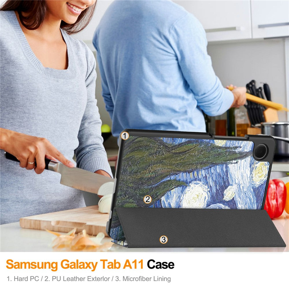 For-Samsung-Galaxy-Tab-A11-Case-Pattern-Print-Leather-Stand-Tablet-Cover-Starry-Sky