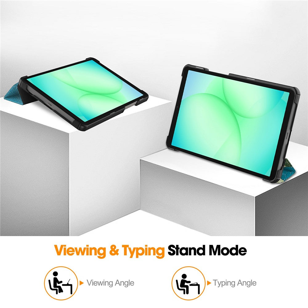 For-Samsung-Galaxy-Tab-A11-Case-Pattern-Print-Leather-Stand-Tablet-Cover-Apricot