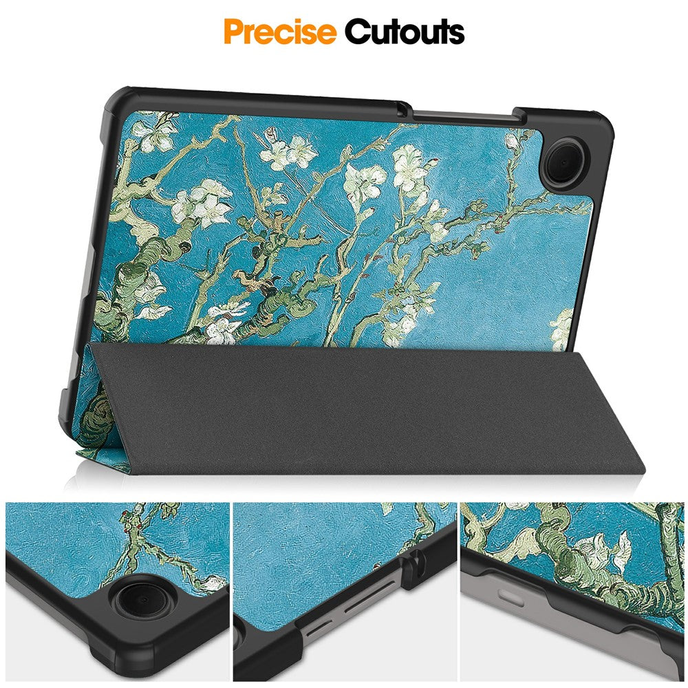 For-Samsung-Galaxy-Tab-A11-Case-Pattern-Print-Leather-Stand-Tablet-Cover-Apricot