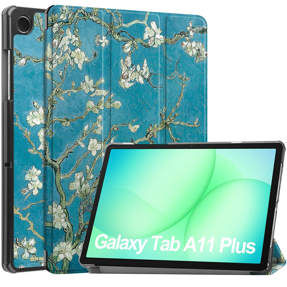 For-Samsung-Galaxy-Tab-A11+-Case-Pattern-Print-Leather-Stand-Tablet-Cover-Apricot-Blossom