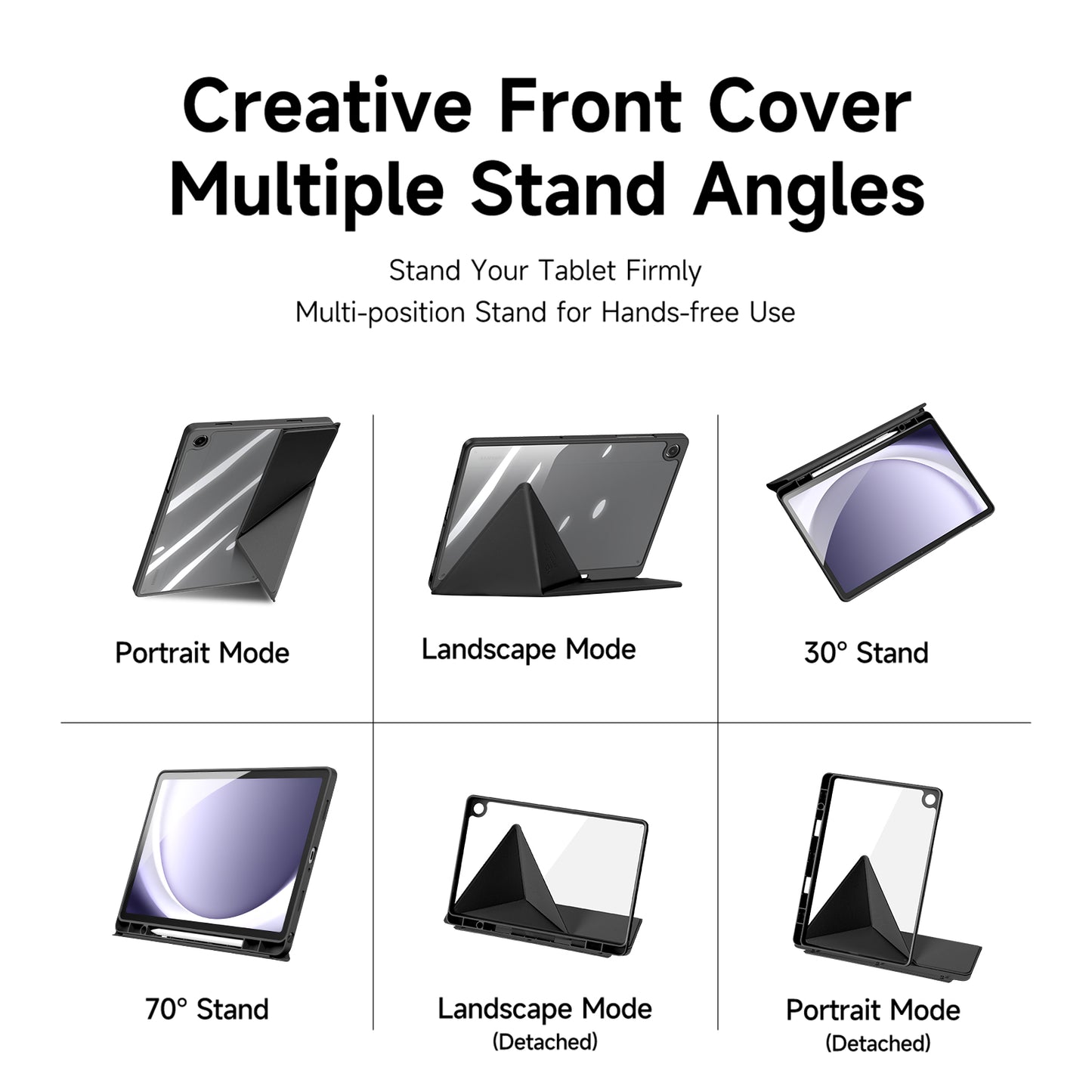For-Samsung-Galaxy-Tab-A9+-/-Galaxy-Tab-A11+-Case-DUX-DUCIS-Magi-Series-Detachable-Origami-Stand-Leather+PC+TPU-Clear-Back-Cover-Black
