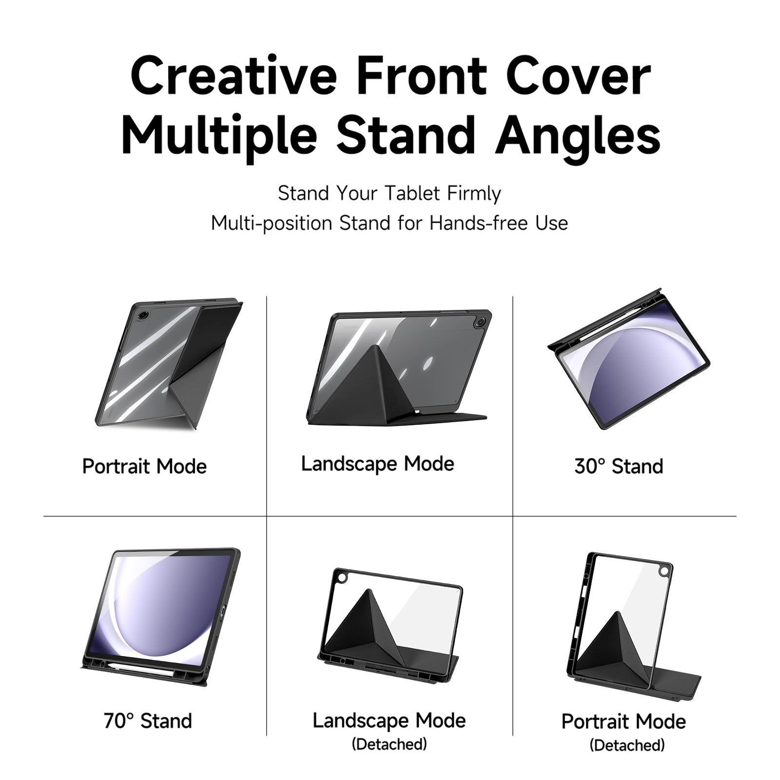 For-Samsung-Galaxy-Tab-A9+-/-Galaxy-Tab-A11+-Case-DUX-DUCIS-Magi-Series-Detachable-Origami-Stand-Leather+PC+TPU-Clear-Back-Cover-Black