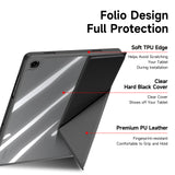For-Samsung-Galaxy-Tab-A9+-/-Galaxy-Tab-A11+-Case-DUX-DUCIS-Magi-Series-Detachable-Origami-Stand-Leather+PC+TPU-Clear-Back-Cover-Black