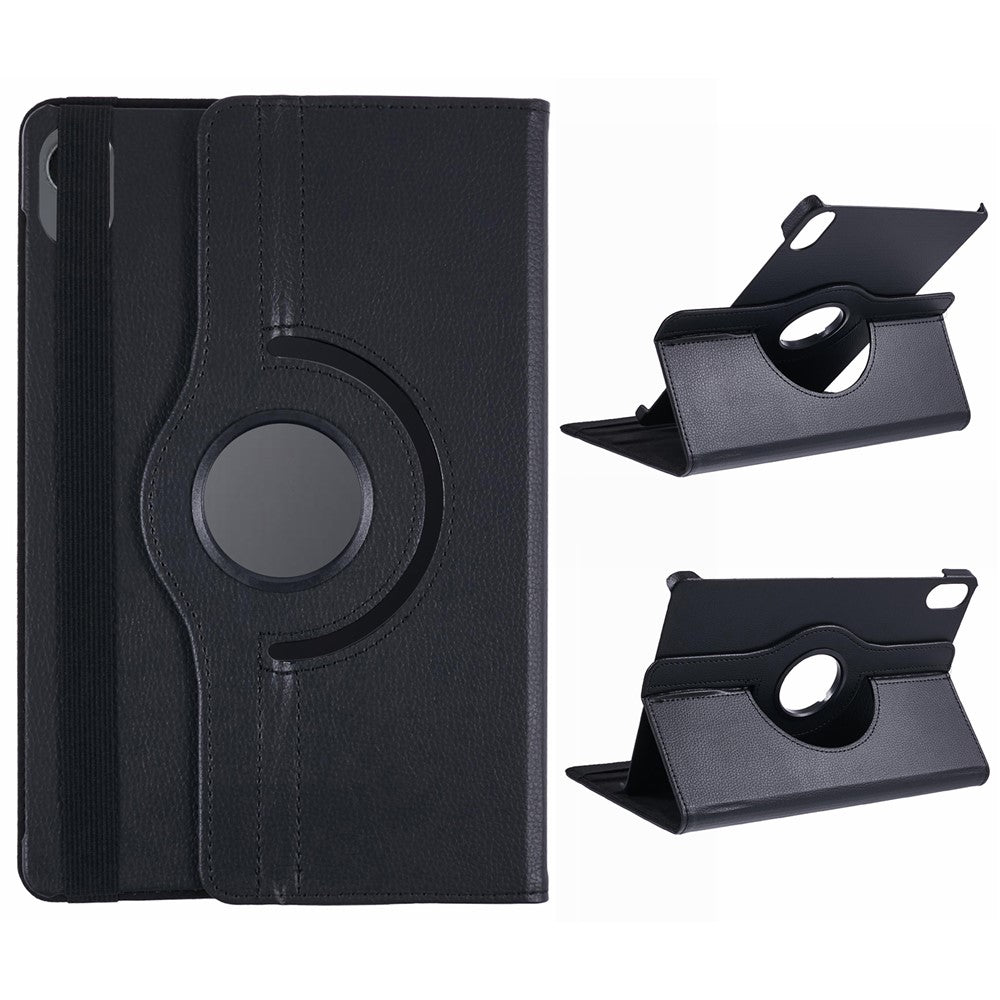 For-Samsung-Galaxy-Tab-S11-Case-Rotating-Stand-PU-Leather-+-PC-Tablet-Cover-with-Elastic-Band-Black