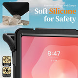 For-Samsung-Galaxy-Tab-S11-Ultra-Kickstand-Case-TPU-PC-Silicone-Tablet-Cover-with-Shoulder-Strap-Black
