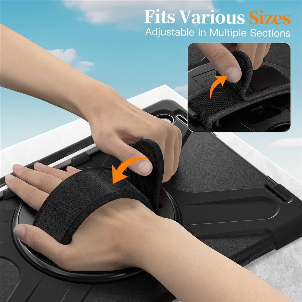 For-Samsung-Galaxy-Tab-S11-Ultra-Kickstand-Case-TPU-PC-Silicone-Tablet-Cover-with-Shoulder-Strap-Black