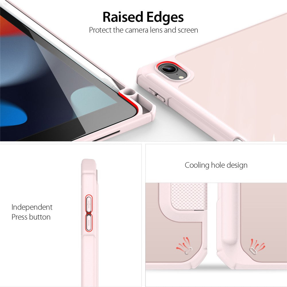 DUX-DUCIS-TOBY-Series-For-Apple-iPad-(2025)-/-10.9-(2022)-TPU+PC+Leather-Case-Three-Fold-Stand-Tablet-Cover-with-Pen-Slot-Light-Pink