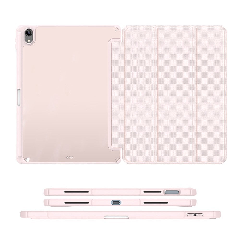 DUX-DUCIS-TOBY-Series-For-Apple-iPad-(2025)-/-10.9-(2022)-TPU+PC+Leather-Case-Three-Fold-Stand-Tablet-Cover-with-Pen-Slot-Light-Pink