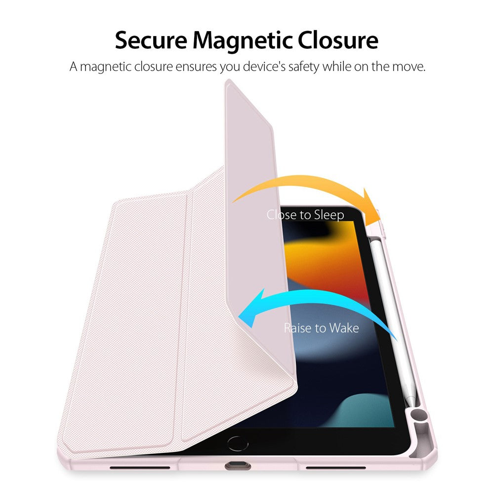DUX-DUCIS-TOBY-Series-For-Apple-iPad-(2025)-/-10.9-(2022)-TPU+PC+Leather-Case-Three-Fold-Stand-Tablet-Cover-with-Pen-Slot-Light-Pink