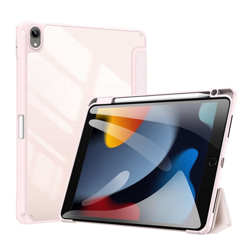 DUX-DUCIS-TOBY-Series-For-Apple-iPad-(2025)-/-10.9-(2022)-TPU+PC+Leather-Case-Three-Fold-Stand-Tablet-Cover-with-Pen-Slot-Light-Pink