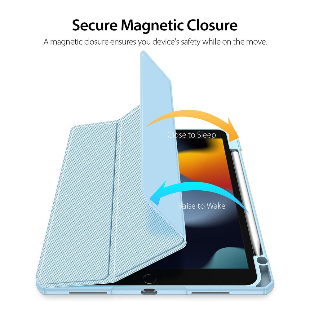 DUX-DUCIS-TOBY-Series-For-Apple-iPad-(2025)-/-10.9-(2022)-TPU+PC+Leather-Case-Three-Fold-Stand-Tablet-Cover-with-Pen-Slot-Baby-Blue