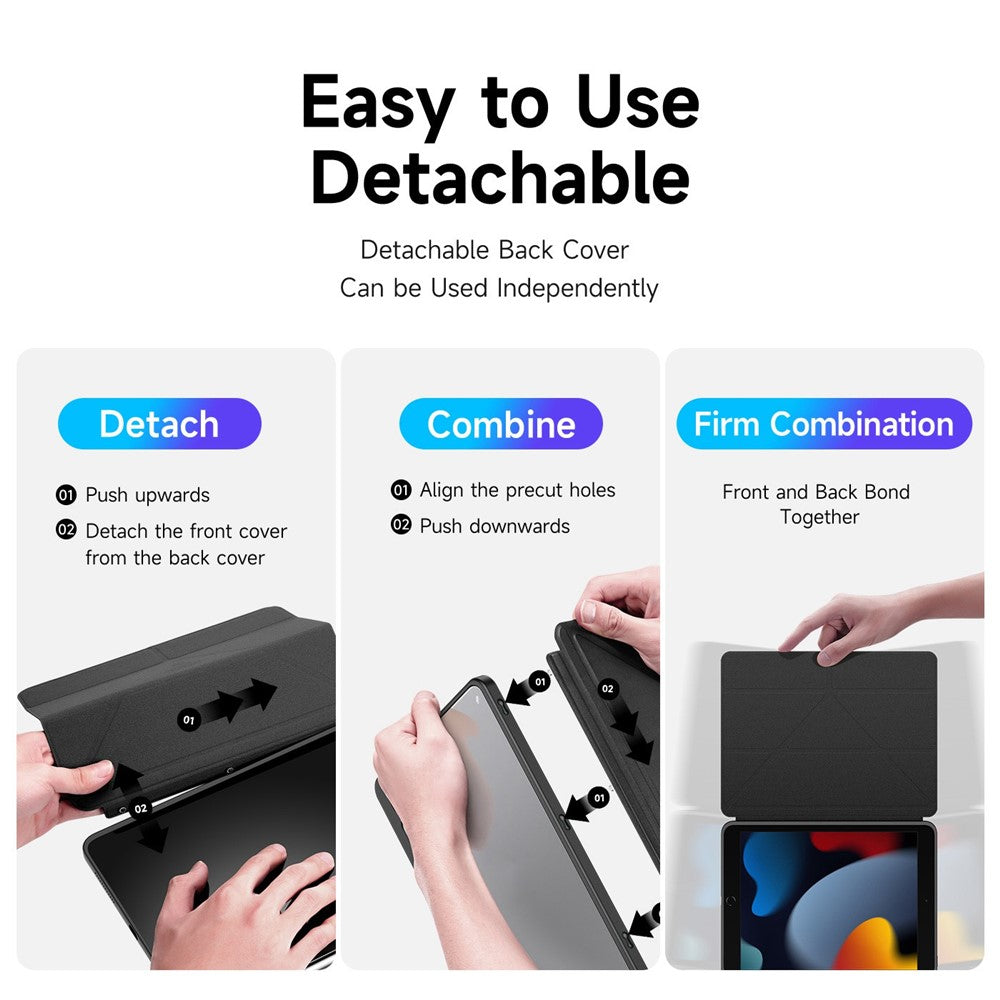 DUX-DUCIS-for-iPad-(2025)-/-10.9-(2022)-Magi-Tablet-Case-Detachable-Leather-Cover-with-V-Fold-Stand-Black