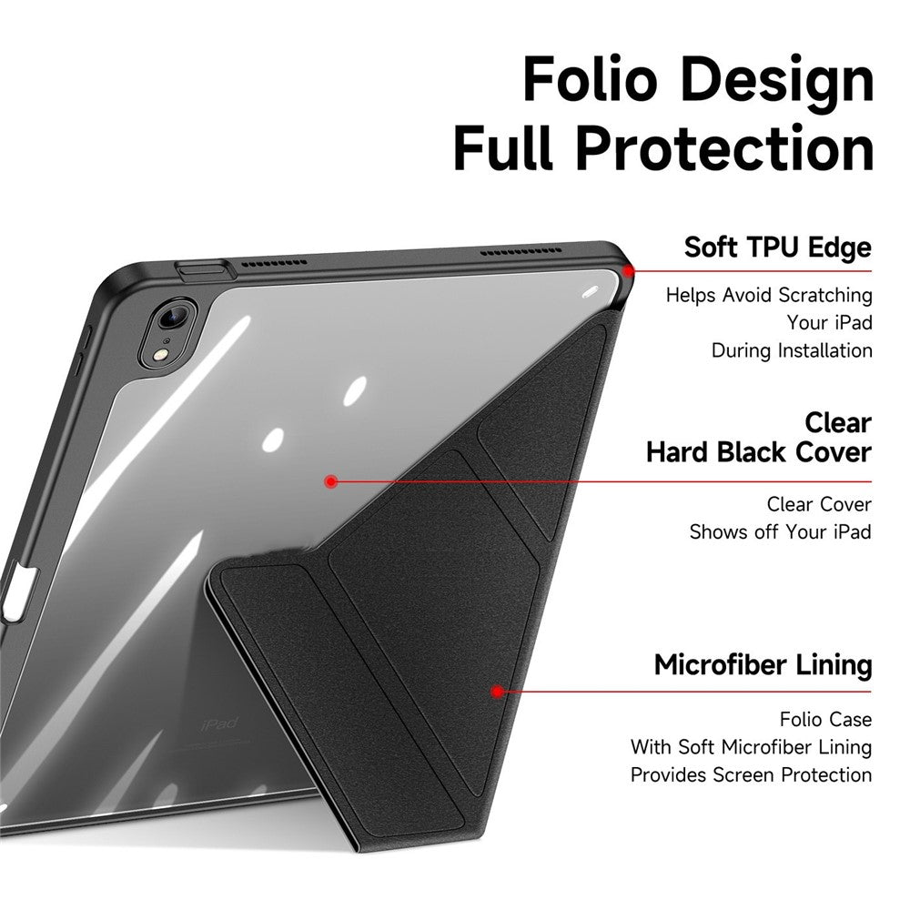 DUX-DUCIS-for-iPad-(2025)-/-10.9-(2022)-Magi-Tablet-Case-Detachable-Leather-Cover-with-V-Fold-Stand-Black