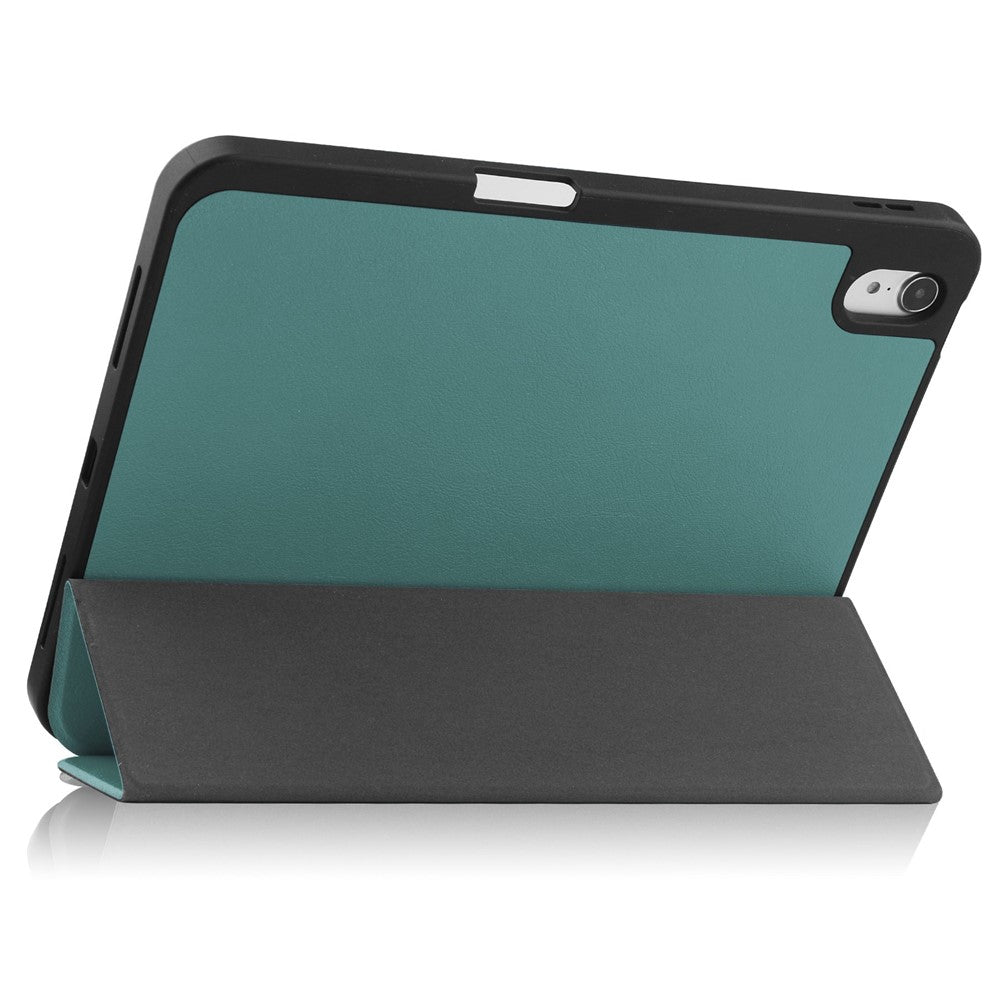 For-iPad-(2025)-/-10.9-(2022)-PU-Leather-Tablet-Case-Tri-Fold-Stand-Auto-Wake-/-Sleep-Protective-Cover-with-Pen-Slot-Green