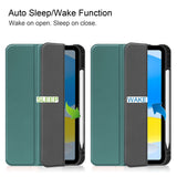 For-iPad-(2025)-/-10.9-(2022)-PU-Leather-Tablet-Case-Tri-Fold-Stand-Auto-Wake-/-Sleep-Protective-Cover-with-Pen-Slot-Green