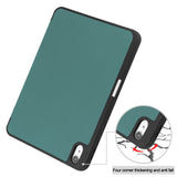 For-iPad-(2025)-/-10.9-(2022)-PU-Leather-Tablet-Case-Tri-Fold-Stand-Auto-Wake-/-Sleep-Protective-Cover-with-Pen-Slot-Green