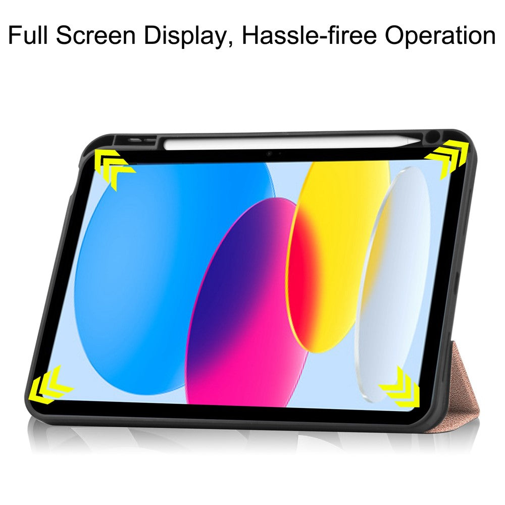 For-iPad-(2025)-/-10.9-(2022)-PU-Leather-Tablet-Case-Tri-Fold-Stand-Auto-Wake-/-Sleep-Protective-Cover-with-Pen-Slot-Rose-Gold
