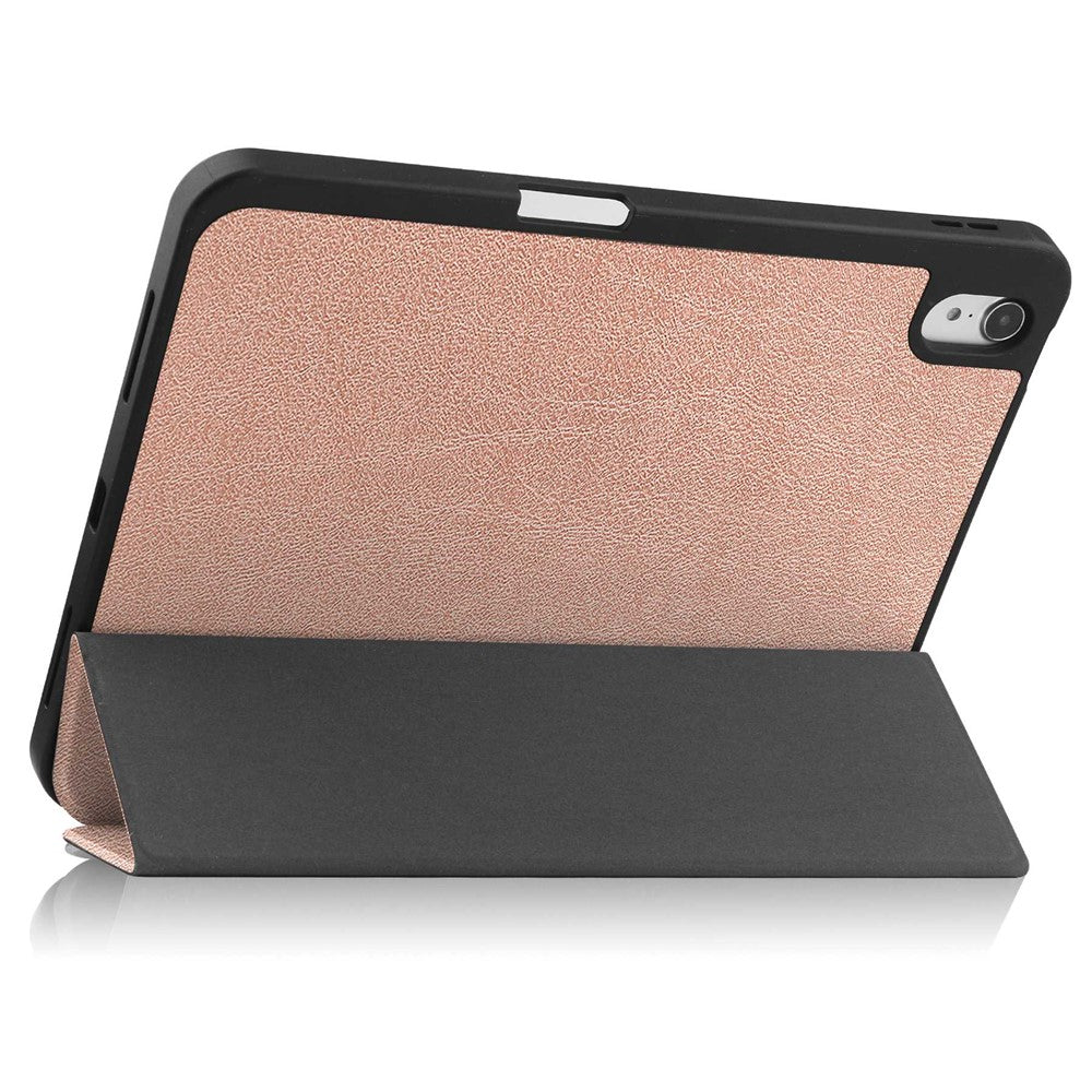For-iPad-(2025)-/-10.9-(2022)-PU-Leather-Tablet-Case-Tri-Fold-Stand-Auto-Wake-/-Sleep-Protective-Cover-with-Pen-Slot-Rose-Gold