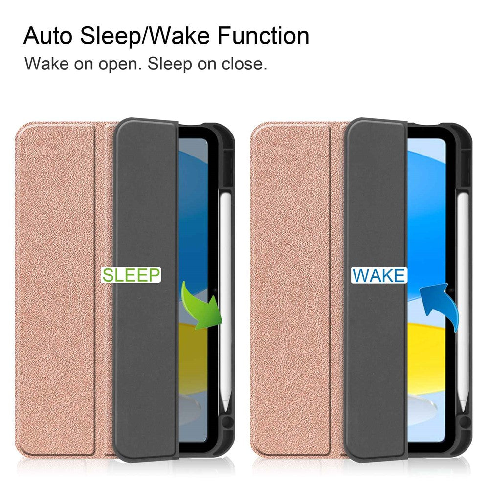 For-iPad-(2025)-/-10.9-(2022)-PU-Leather-Tablet-Case-Tri-Fold-Stand-Auto-Wake-/-Sleep-Protective-Cover-with-Pen-Slot-Rose-Gold