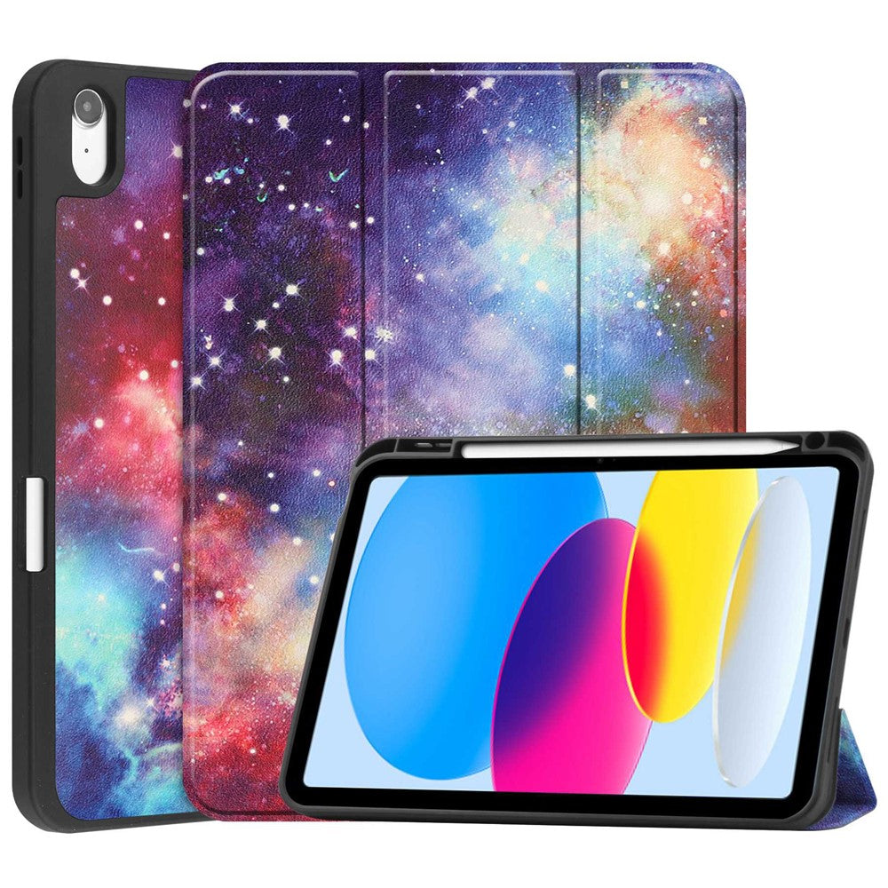 For-iPad-(2025)-/-10.9-(2022)-Pattern-Printed-Case-PU-Leather-Smart-Sleep-Tablet-Cover-with-Pen-Slot-Galaxy