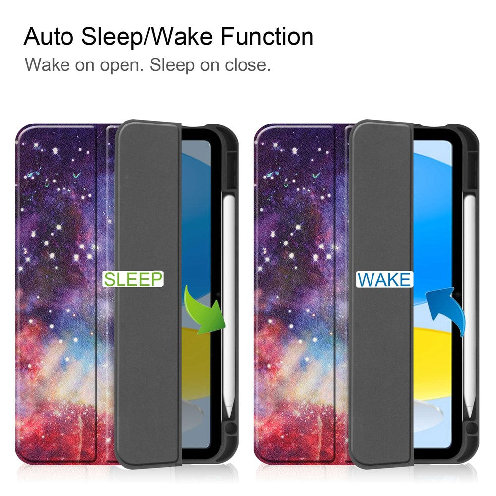 For-iPad-(2025)-/-10.9-(2022)-Pattern-Printed-Case-PU-Leather-Smart-Sleep-Tablet-Cover-with-Pen-Slot-Galaxy