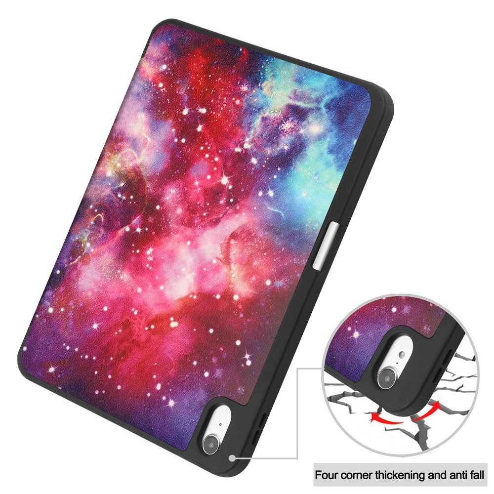 For-iPad-(2025)-/-10.9-(2022)-Pattern-Printed-Case-PU-Leather-Smart-Sleep-Tablet-Cover-with-Pen-Slot-Galaxy