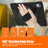 For-iPad-(2025)-/-10.9-(2022)-Kickstand-PC-+-Silicone-Tablet-Case-360-Degree-Rotation-Hand-Strap-Shockproof-Rugged-Protective-Cover-Black