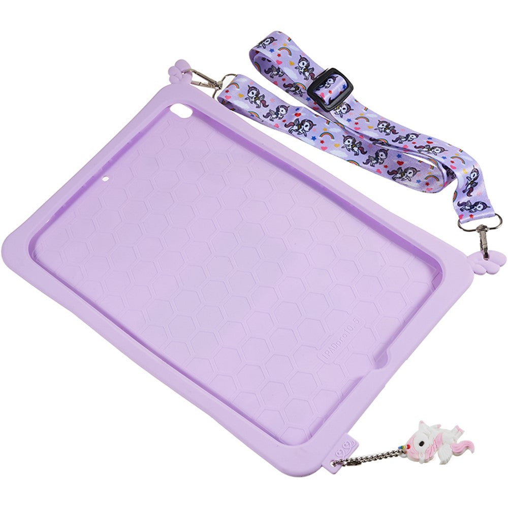 For-iPad-Pro-10.5-inch-(2017)-/-Air-10.5-inch-(2019)-Silicone+PC-Tablet-Cover-Cute-Decor-Kickstand-Case-with-Strap