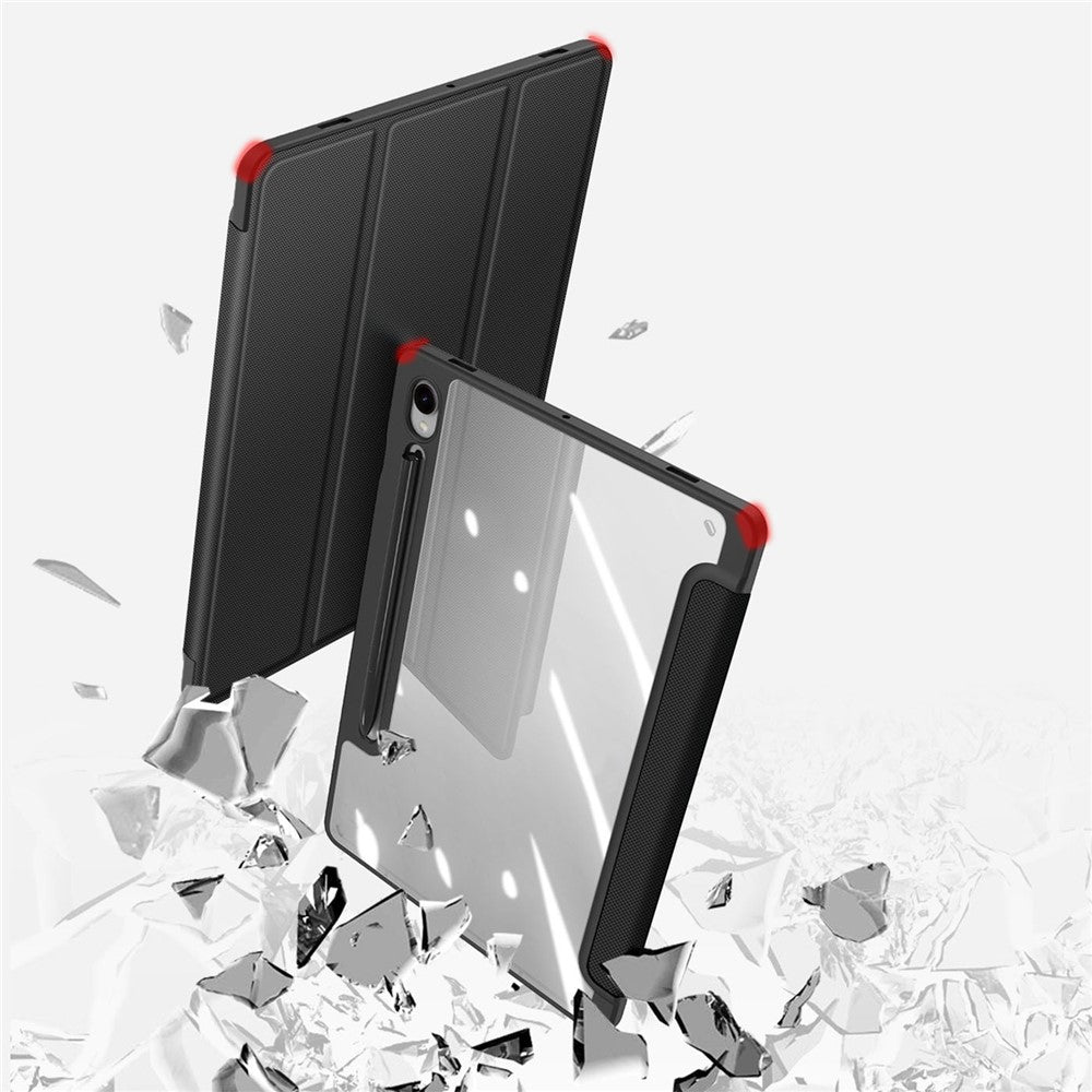 DUX-DUCIS-TOBY-Series-For-Samsung-Galaxy-Tab-S10-Lite-/-S10-FE-/-S9-FE-/-S9-Tablet-Leather-Case-Tri-Fold-Stand-Pen-Slot-Cover-Black