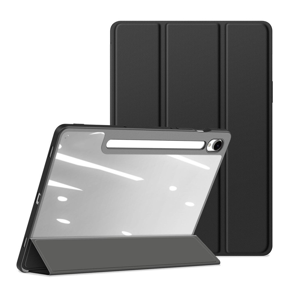 DUX-DUCIS-TOBY-Series-For-Samsung-Galaxy-Tab-S10-Lite-/-S10-FE-/-S9-FE-/-S9-Tablet-Leather-Case-Tri-Fold-Stand-Pen-Slot-Cover-Black