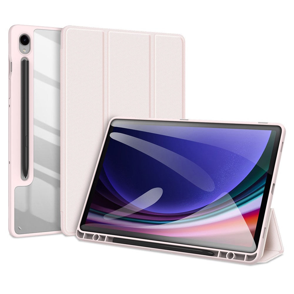 DUX-DUCIS-TOBY-Series-For-Samsung-Galaxy-Tab-S10-Lite-/-S10-FE-/-S9-FE-/-S9-Tablet-Leather-Case-Tri-Fold-Stand-Pen-Slot-Cover-Light-Pink