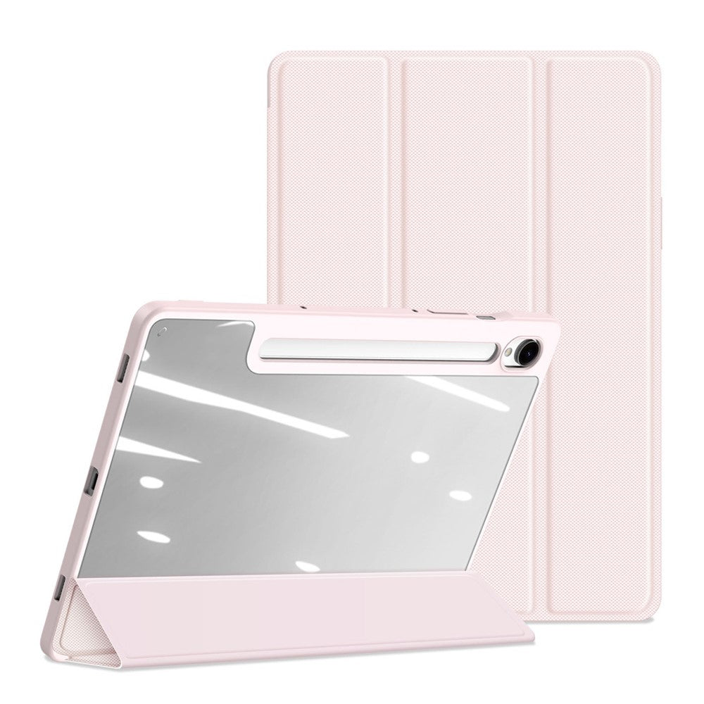 DUX-DUCIS-TOBY-Series-For-Samsung-Galaxy-Tab-S10-Lite-/-S10-FE-/-S9-FE-/-S9-Tablet-Leather-Case-Tri-Fold-Stand-Pen-Slot-Cover-Light-Pink