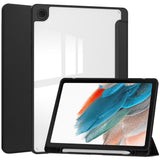 Clear-Back-Cover-for-Samsung-Galaxy-Tab-A9+-PU+TPU+Acrylic-Tablet-Case-with-Pen-Slot-Black