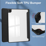 Clear-Back-Cover-for-Samsung-Galaxy-Tab-A9+-PU+TPU+Acrylic-Tablet-Case-with-Pen-Slot-Black