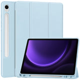 For-Samsung-Galaxy-Tab-S10-FE-/-S9-FE-Leather-Case-Tri-Fold-Stand-Pen-Slot-Tablet-Cover-Sky-Blue