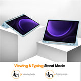 For-Samsung-Galaxy-Tab-S10-FE-/-S9-FE-Leather-Case-Tri-Fold-Stand-Pen-Slot-Tablet-Cover-Sky-Blue