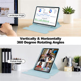 For-Samsung-Galaxy-Tab-S10-FE-/-S9-FE-Case-Leather+Acrylic-Rotary-Stand-Cover-with-Bluetooth-Compatible-Keyboard-Sky-Blue