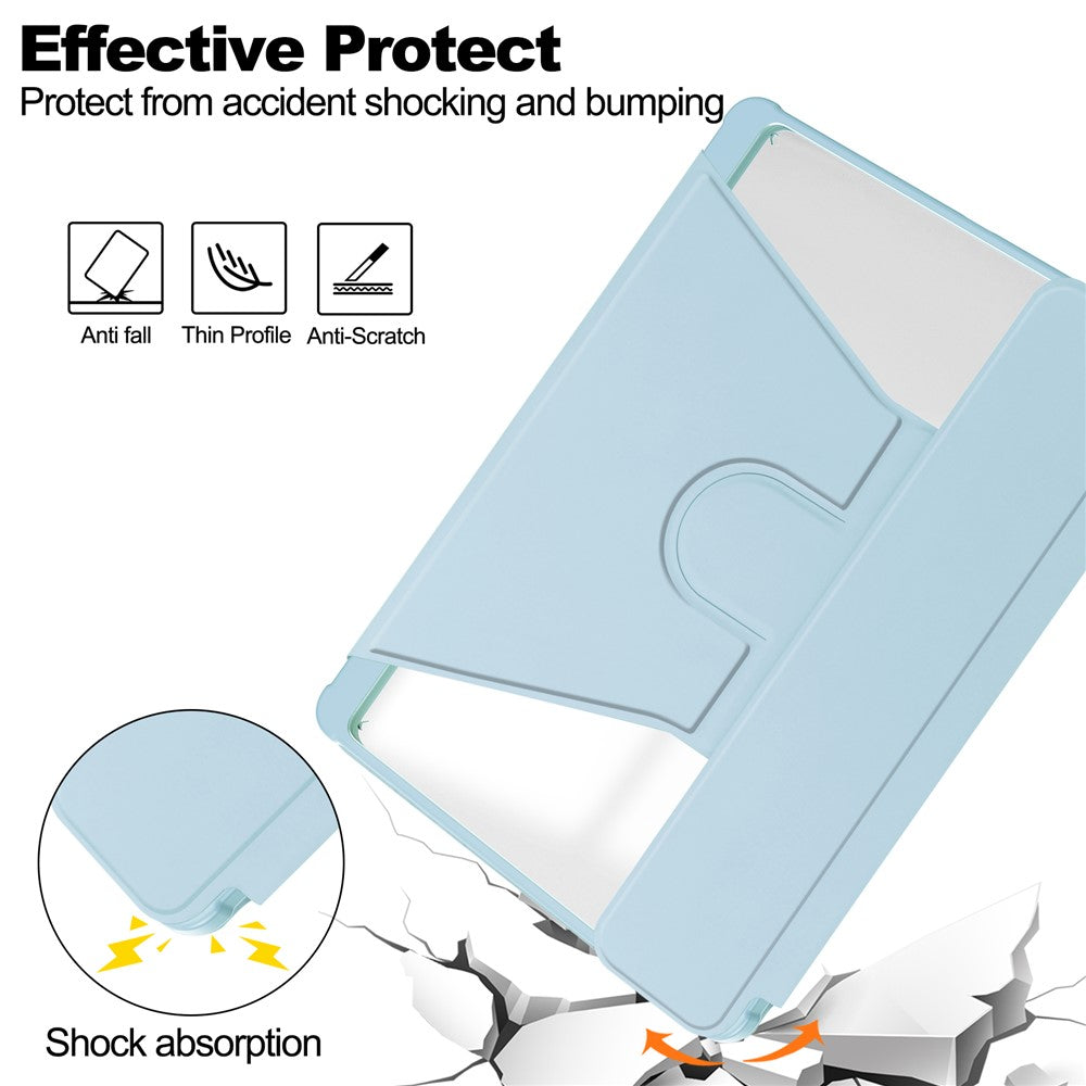 For-Samsung-Galaxy-Tab-S10-FE-/-S9-FE-Case-Leather+Acrylic-Rotary-Stand-Cover-with-Bluetooth-Compatible-Keyboard-Sky-Blue