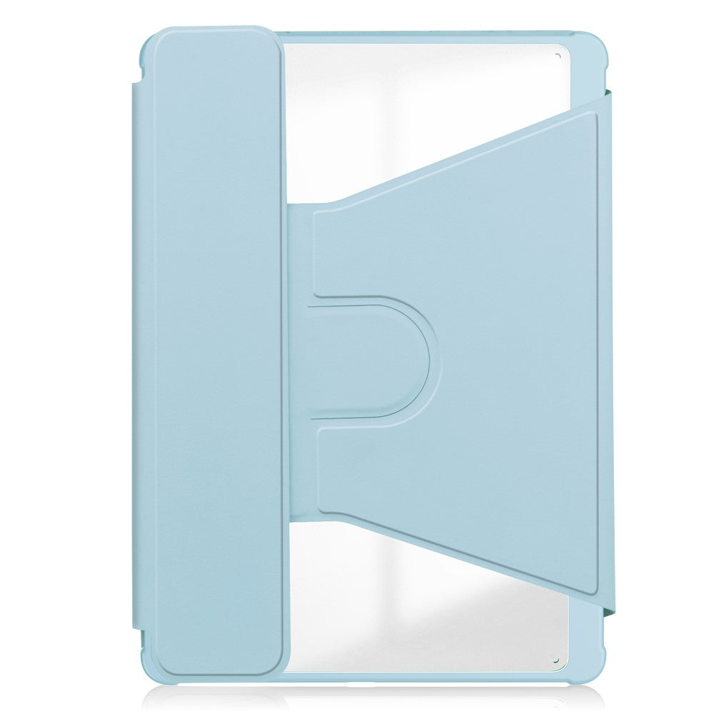 For-Samsung-Galaxy-Tab-S10-FE-/-S9-FE-Case-Leather+Acrylic-Rotary-Stand-Cover-with-Bluetooth-Compatible-Keyboard-Sky-Blue
