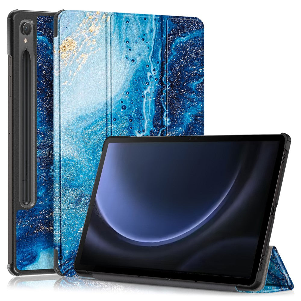 For-Samsung-Galaxy-Tab-S9-FE-sm-x510-sm-x516-Case-Tri-fold-Stand-Pattern-Printing-Tablet-Cover-Wave