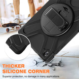 For-Samsung-Galaxy-Tab-A9+-Case-PC+Silicone-Rotary-Kickstand-Cover-with-Hand-Strap-Black