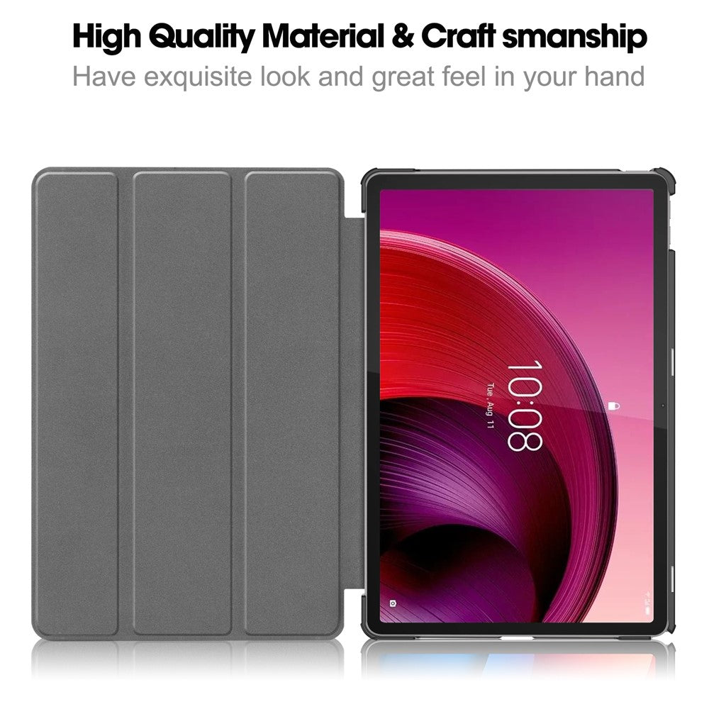 For-Lenovo-Tab-M11-/-Xiaoxin-Pad-11-2024-Case-Tri-Fold-Stand-PU-Leather+PC-Tablet-Cover-Black