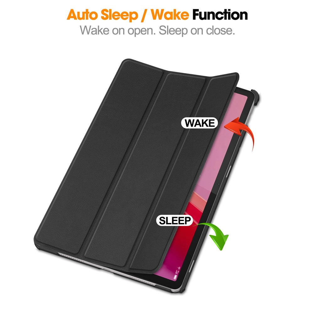 For-Lenovo-Tab-M11-/-Xiaoxin-Pad-11-2024-Case-Tri-Fold-Stand-PU-Leather+PC-Tablet-Cover-Black