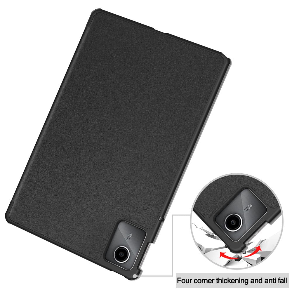 For-Lenovo-Tab-M11-/-Xiaoxin-Pad-11-2024-Case-Tri-Fold-Stand-PU-Leather+PC-Tablet-Cover-Black