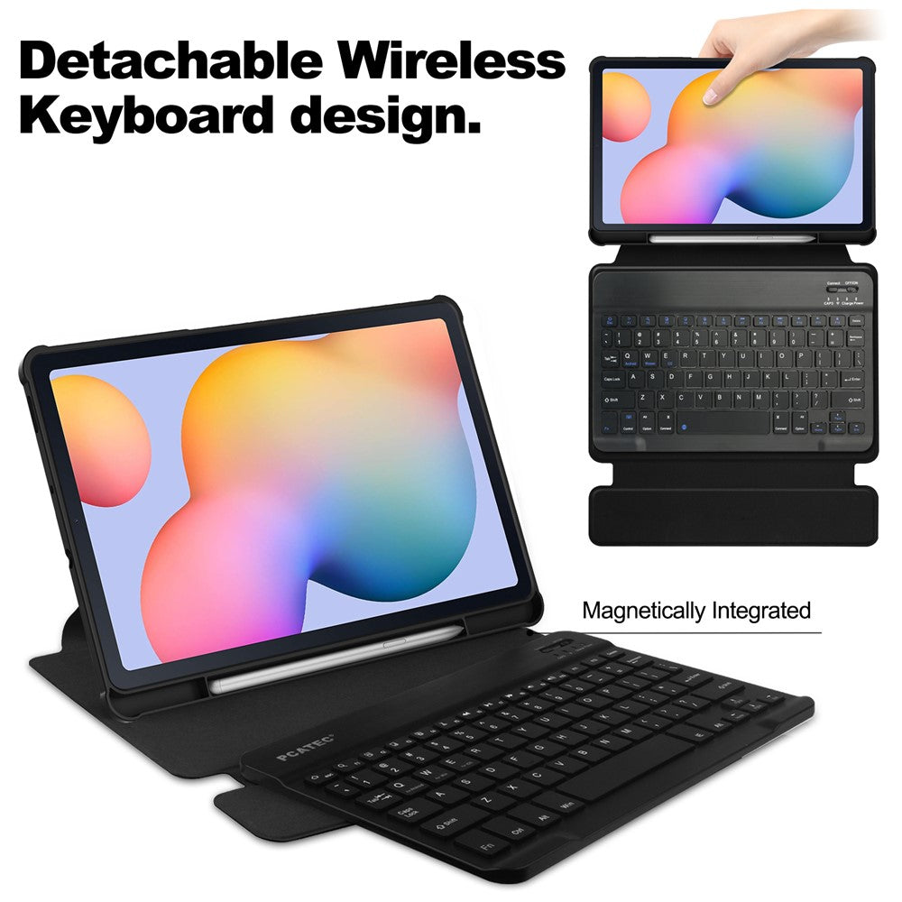 For-Samsung-Galaxy-Tab-S6-Lite-(2024)-/-S6-Lite-(2022)-/-S6-Lite-(2020)-Case-with-Bluetooth-compatible-Keyboard-PU+Acrylic-Tablet-Cover-Black