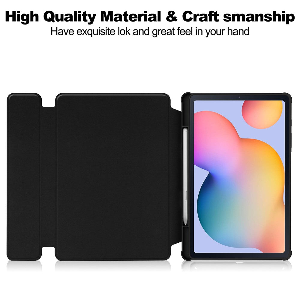 For-Samsung-Galaxy-Tab-S6-Lite-(2024)-/-S6-Lite-(2022)-/-S6-Lite-(2020)-Case-with-Bluetooth-compatible-Keyboard-PU+Acrylic-Tablet-Cover-Black