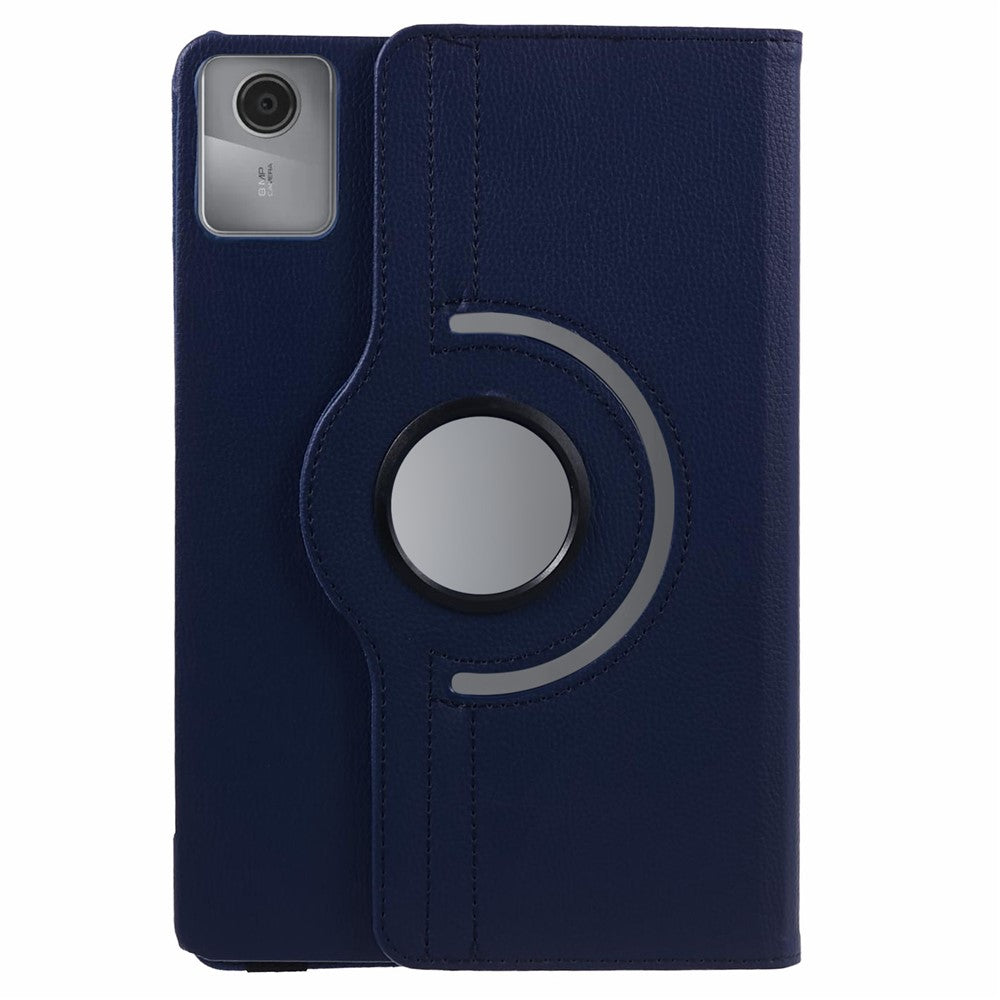 For-Lenovo-Tab-M11-/-Xiaoxin-Pad-11-2024-Leather-Case-Rotating-Stand-Tablet-Cover-Dark-Blue
