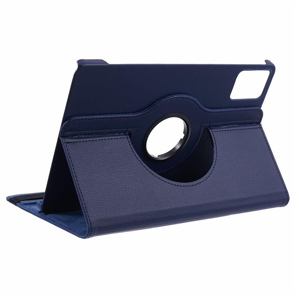 For-Lenovo-Tab-M11-/-Xiaoxin-Pad-11-2024-Leather-Case-Rotating-Stand-Tablet-Cover-Dark-Blue